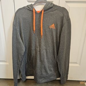 Adidas Men's Gray Hoodie with Orange Accents